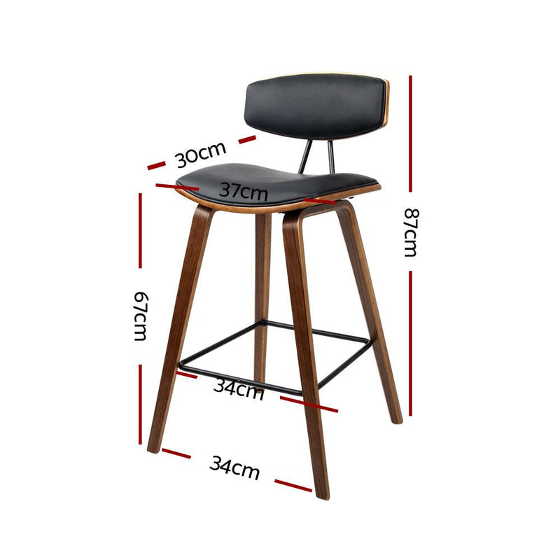 Set of 4 Luxe PU Leather Circular Footrest Bar Stools - Black - Rivercity House & Home Co. (ABN 18 642 972 209) - Affordable Modern Furniture Australia