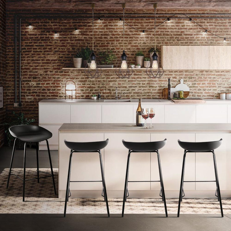 Set of 4 Metal Bar Stools - Black - Rivercity House & Home Co. (ABN 18 642 972 209) - Affordable Modern Furniture Australia