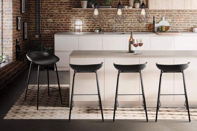 Set of 4 Metal Bar Stools - Black - Rivercity House & Home Co. (ABN 18 642 972 209) - Affordable Modern Furniture Australia