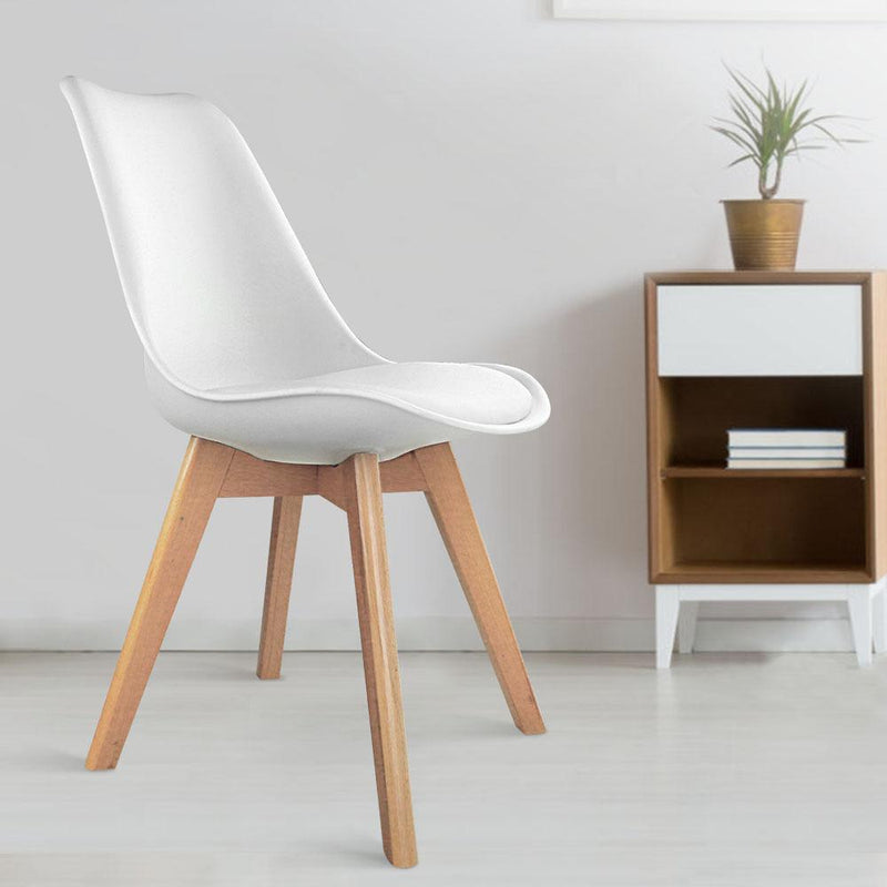 Set of 4 Padded Dining Chair - White - Furniture - Rivercity House & Home Co. (ABN 18 642 972 209) - Affordable Modern Furniture Australia