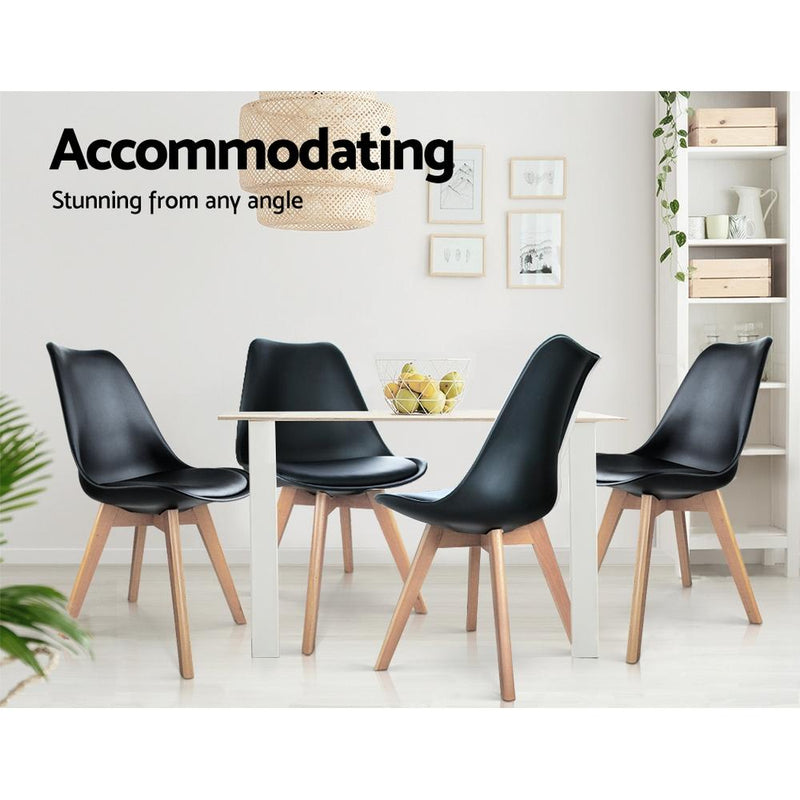 Set of 4 Padded Dining Chairs - Black - Furniture - Rivercity House & Home Co. (ABN 18 642 972 209) - Affordable Modern Furniture Australia