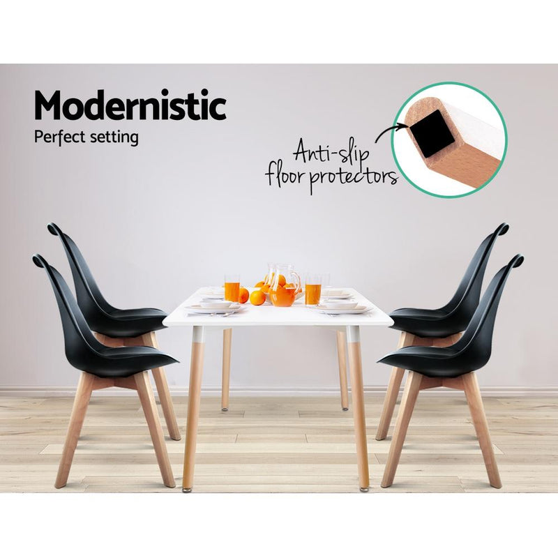 Set of 4 Padded Dining Chairs - Black - Furniture - Rivercity House & Home Co. (ABN 18 642 972 209) - Affordable Modern Furniture Australia