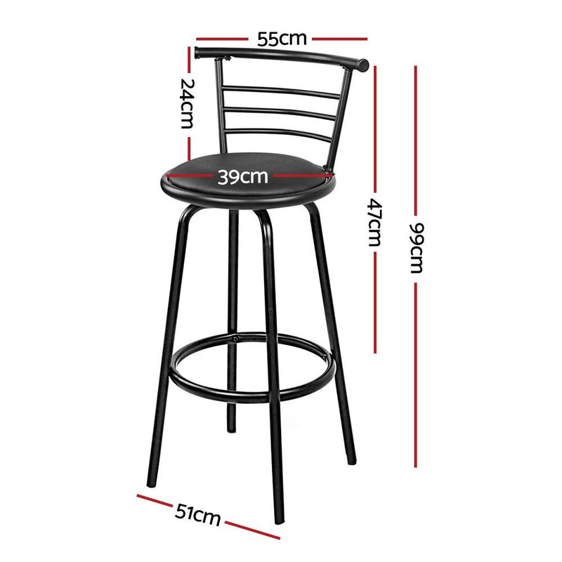 Set of 4 PU Leather Bar Stools - Black and Steel - Furniture > Bar Stools & Chairs - Rivercity House And Home Co.