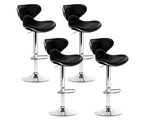 Set of 4 PU Leather Bar Stools - Black - Furniture - Rivercity House & Home Co. (ABN 18 642 972 209) - Affordable Modern Furniture Australia