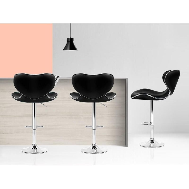 Set of 4 PU Leather Bar Stools - Black - Furniture - Rivercity House & Home Co. (ABN 18 642 972 209) - Affordable Modern Furniture Australia