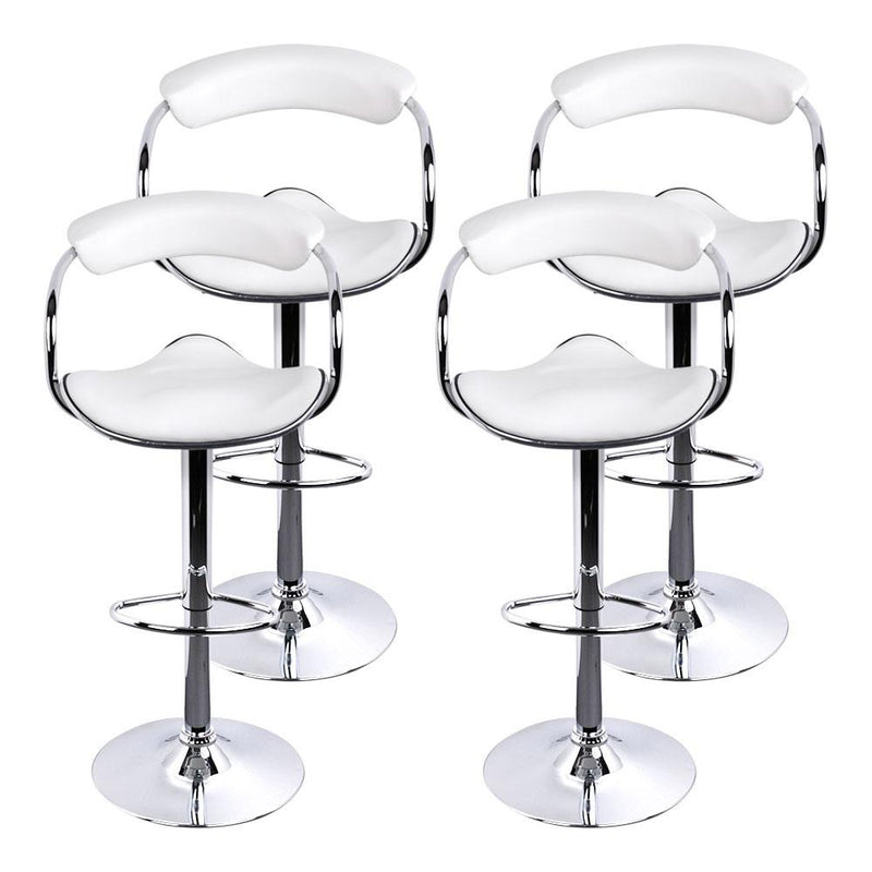 Set of 4 PU Leather Bar Stools- Chrome and White - Furniture - Rivercity House & Home Co. (ABN 18 642 972 209) - Affordable Modern Furniture Australia