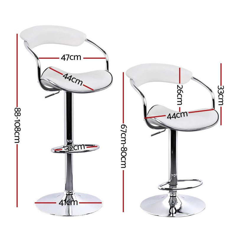 Set of 4 PU Leather Bar Stools- Chrome and White - Furniture - Rivercity House & Home Co. (ABN 18 642 972 209) - Affordable Modern Furniture Australia