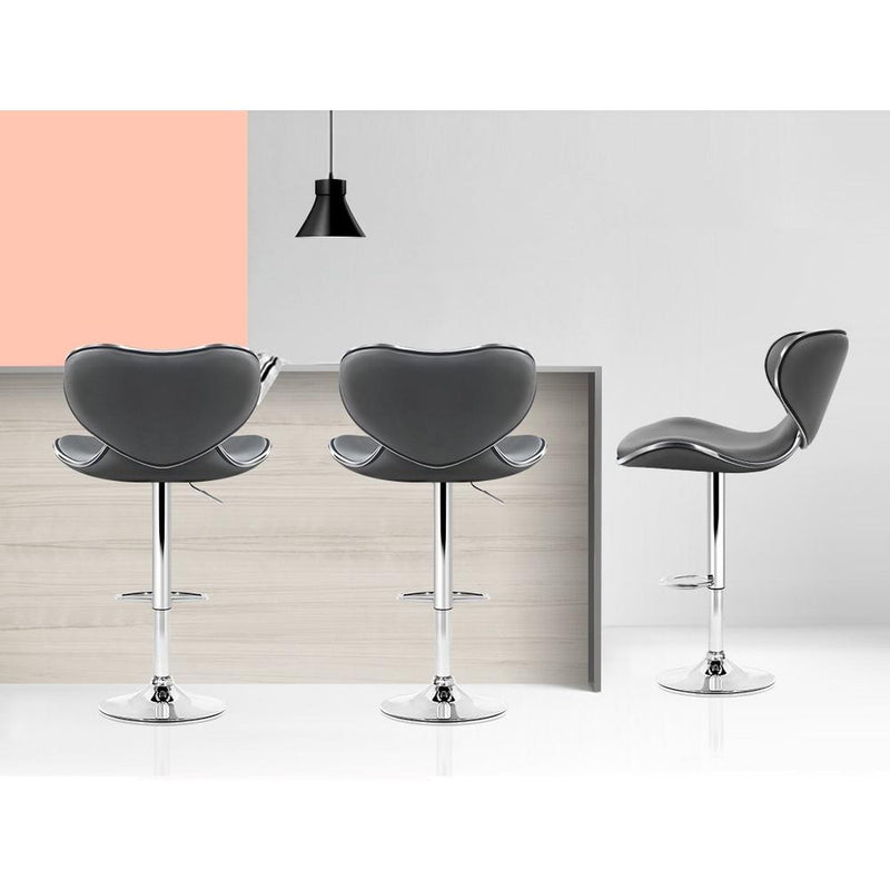 Set of 4 PU Leather Bar Stools - Grey - Furniture - Rivercity House & Home Co. (ABN 18 642 972 209) - Affordable Modern Furniture Australia