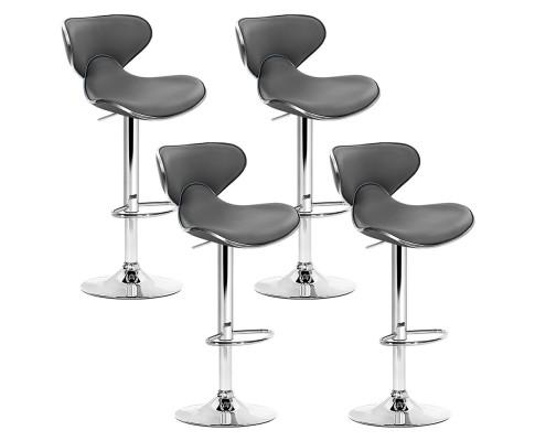 Set of 4 PU Leather Bar Stools - Grey - Furniture - Rivercity House & Home Co. (ABN 18 642 972 209) - Affordable Modern Furniture Australia
