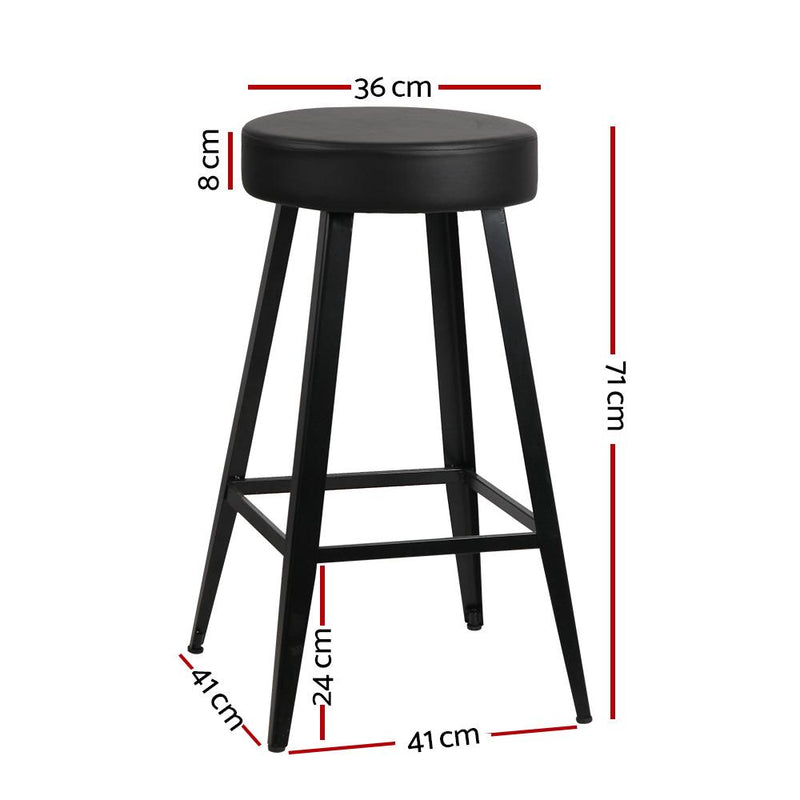 Set of 4 PU Leather Bar Stools Square Footrest - Black - Furniture - Rivercity House & Home Co. (ABN 18 642 972 209) - Affordable Modern Furniture Australia