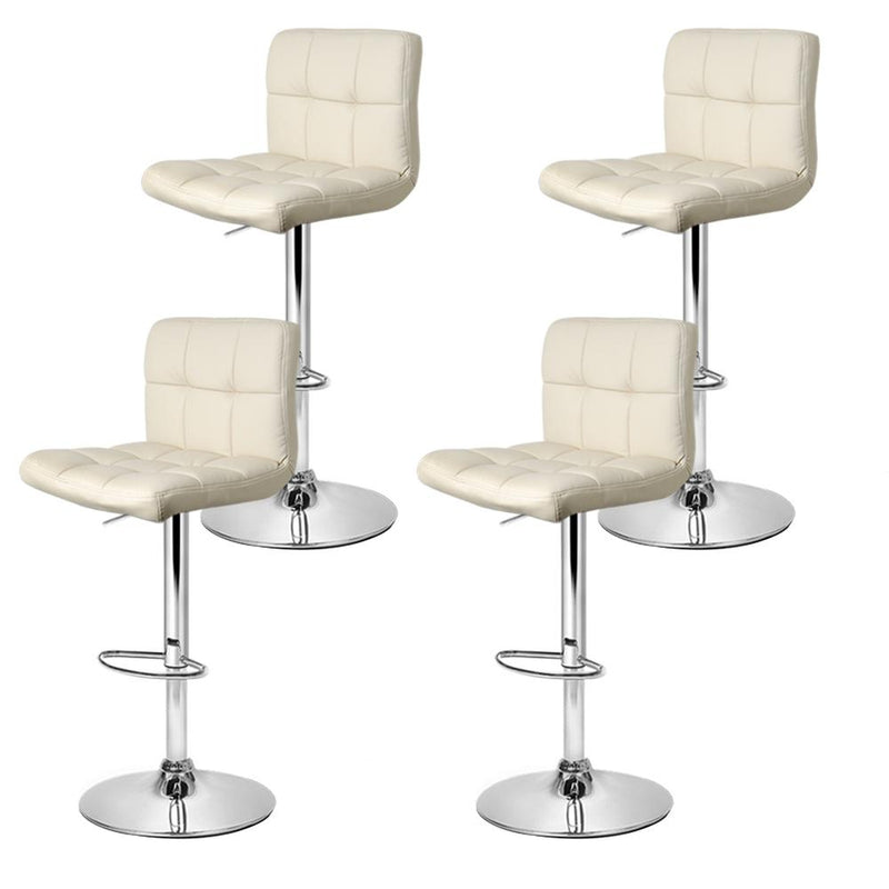 Set of 4 PU Leather Gas Lift Bar Stools - Beige - Rivercity House & Home Co. (ABN 18 642 972 209) - Affordable Modern Furniture Australia