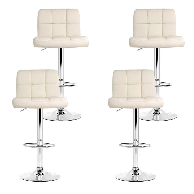 Set of 4 PU Leather Gas Lift Bar Stools - Beige - Furniture - Rivercity House And Home Co.