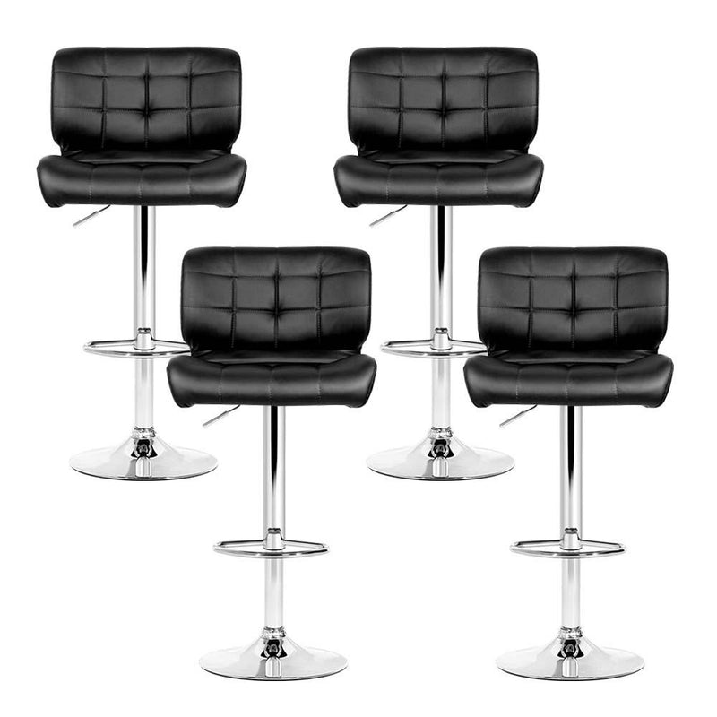Set of 4 PU Leather Gas Lift Bar Stools - Black and Chrome - Rivercity House & Home Co. (ABN 18 642 972 209) - Affordable Modern Furniture Australia