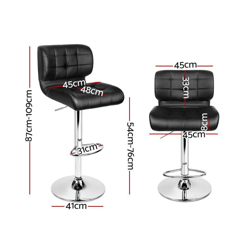 Set of 4 PU Leather Gas Lift Bar Stools - Black and Chrome - Rivercity House & Home Co. (ABN 18 642 972 209) - Affordable Modern Furniture Australia