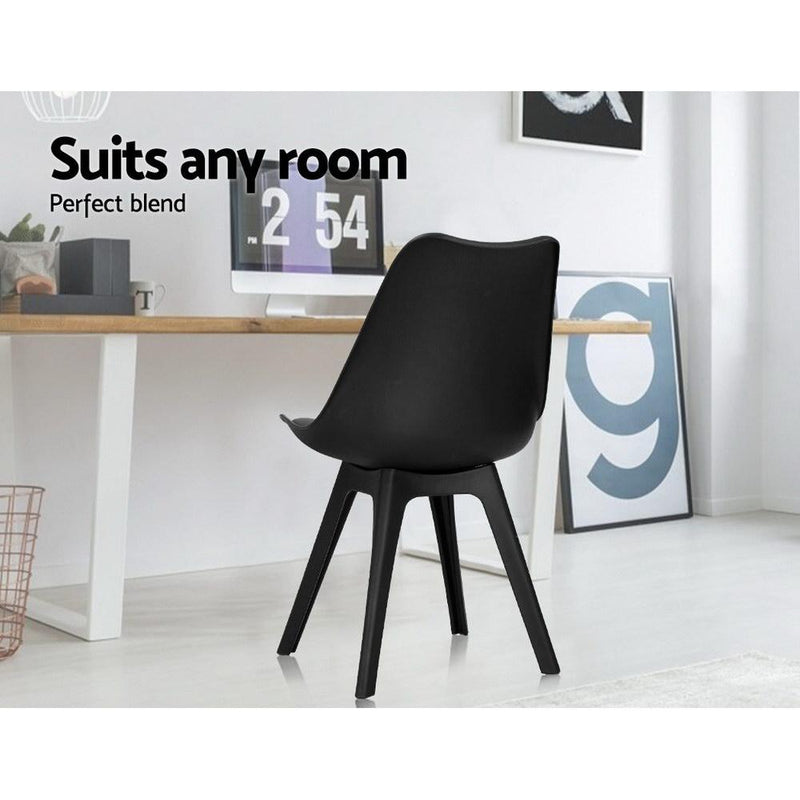 Set of 4 Retro Padded Dining Chair - Black - Rivercity House & Home Co. (ABN 18 642 972 209) - Affordable Modern Furniture Australia
