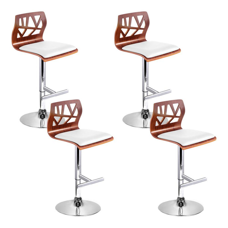 Set of 4 Wooden Gas Lift Bar Stools - White and Wood - Furniture - Rivercity House & Home Co. (ABN 18 642 972 209) - Affordable Modern Furniture Australia
