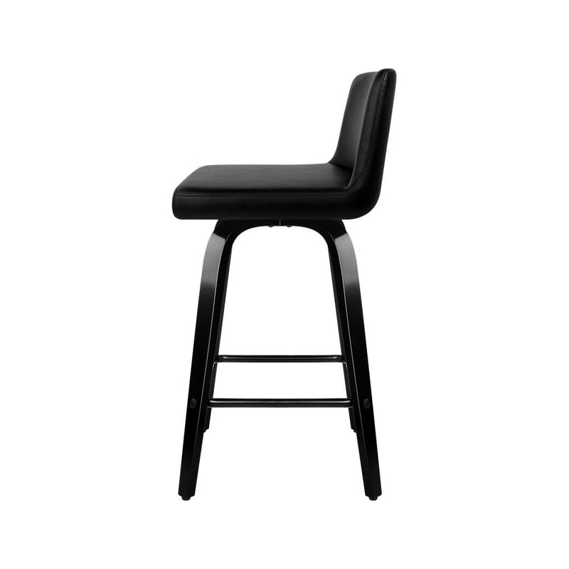 Set of 4 Wooden PU Leather Bar Stool - Black - Furniture > Bar Stools & Chairs - Rivercity House And Home Co.