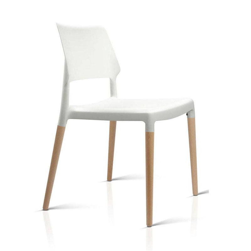 Set of 4 Wooden Stackable Dining Chairs - White - Furniture - Rivercity House & Home Co. (ABN 18 642 972 209) - Affordable Modern Furniture Australia