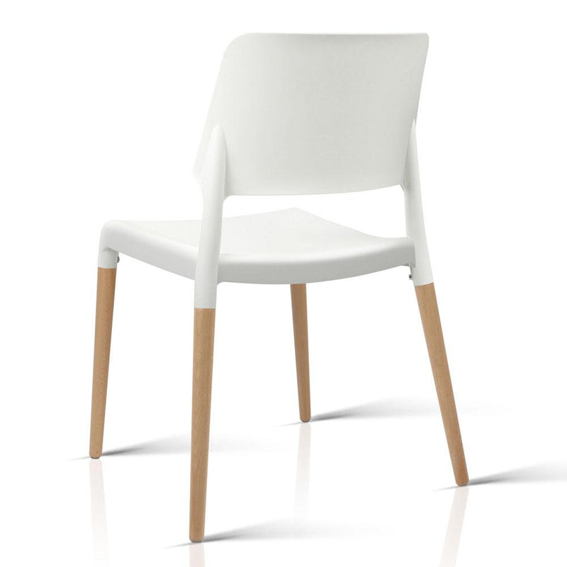 Set of 4 Wooden Stackable Dining Chairs - White - Furniture - Rivercity House & Home Co. (ABN 18 642 972 209) - Affordable Modern Furniture Australia