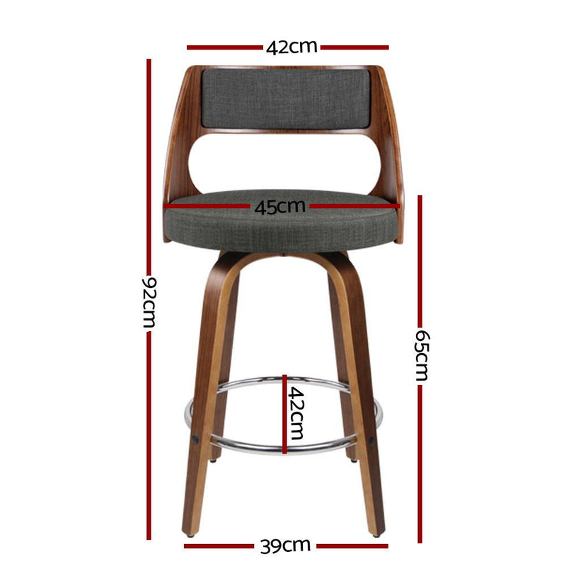 Set of 4 Wooden Swivel Bar Stools - Charcoal, Wood and Chrome - Rivercity House & Home Co. (ABN 18 642 972 209) - Affordable Modern Furniture Australia