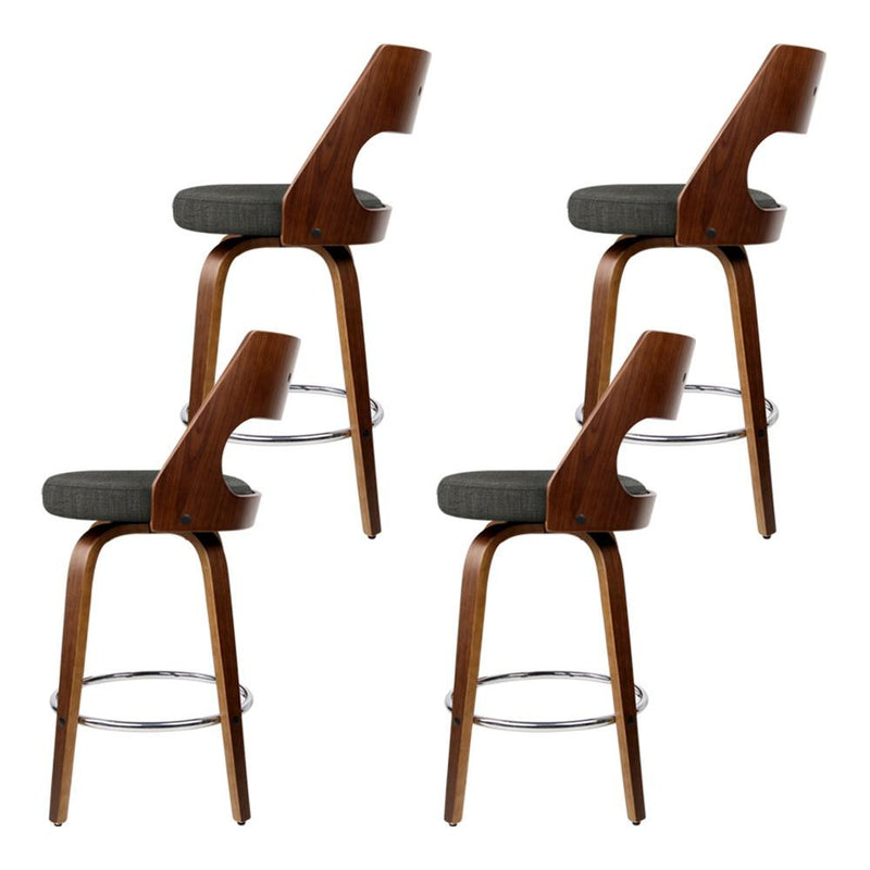 Set of 4 Wooden Swivel Bar Stools - Charcoal, Wood and Chrome - Rivercity House & Home Co. (ABN 18 642 972 209) - Affordable Modern Furniture Australia