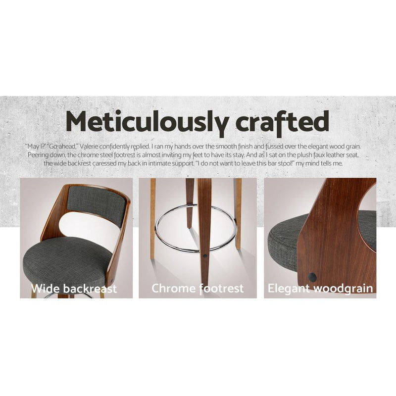 Set of 4 Wooden Swivel Bar Stools - Charcoal, Wood and Chrome - Rivercity House & Home Co. (ABN 18 642 972 209) - Affordable Modern Furniture Australia