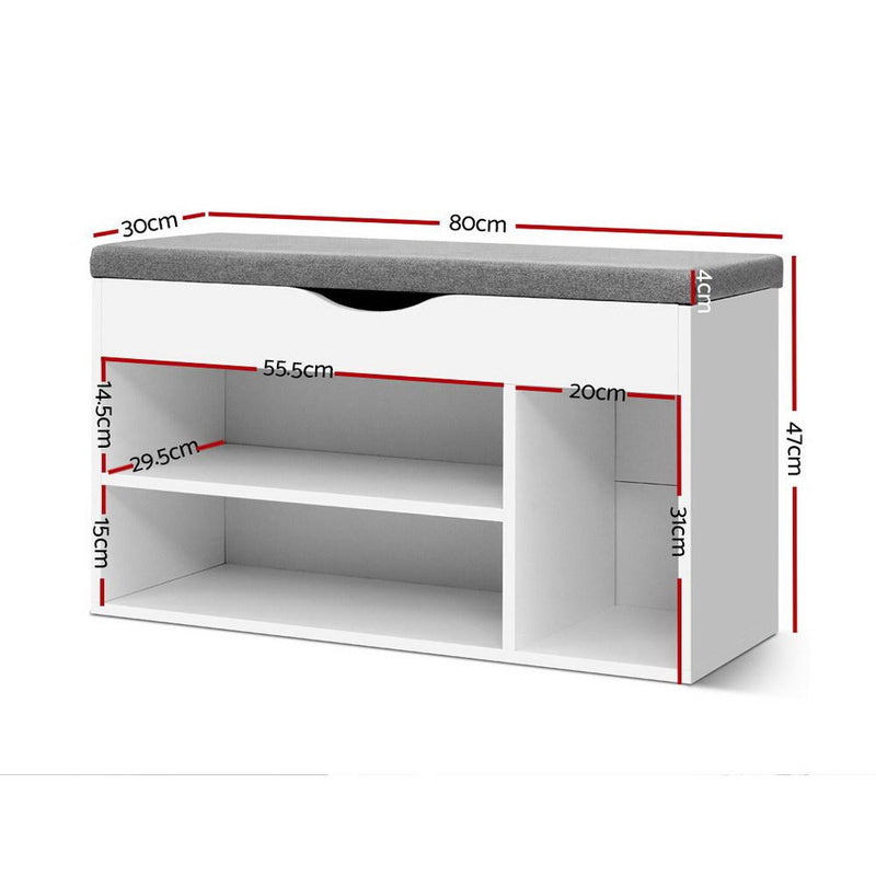 Shoe Cabinet Bench Organiser White - Rivercity House & Home Co. (ABN 18 642 972 209) - Affordable Modern Furniture Australia