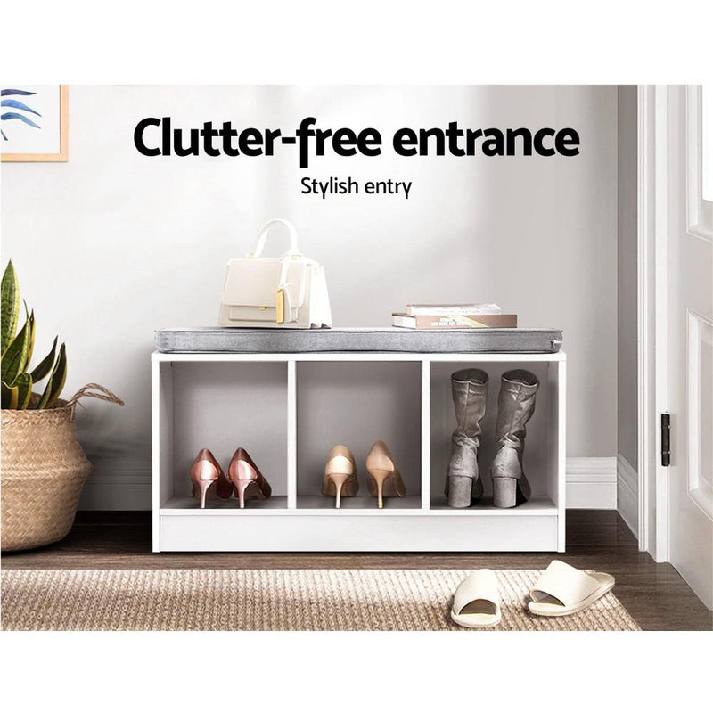 Shoe Cabinet Bench Seat Organiser White - Rivercity House & Home Co. (ABN 18 642 972 209) - Affordable Modern Furniture Australia