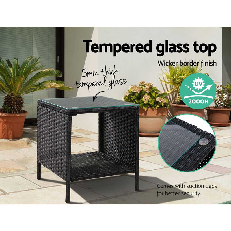 Outdoor Wicker Side Table Black - Furniture > Outdoor - Rivercity House & Home Co. (ABN 18 642 972 209) - Affordable Modern Furniture Australia