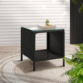 Outdoor Wicker Side Table Black