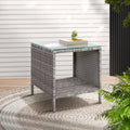 Outdoor Wicker Side Table Grey
