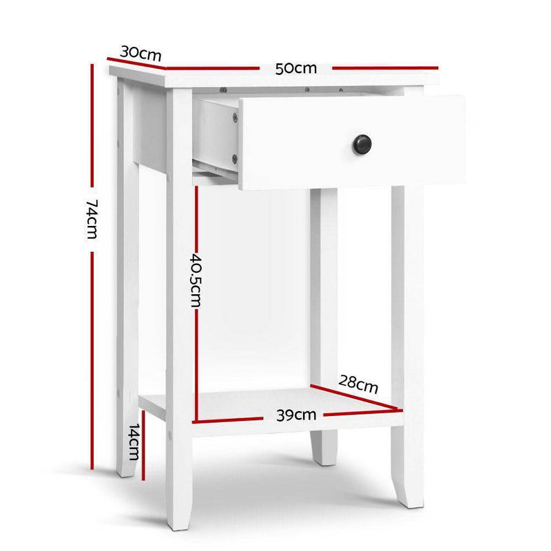 Simple Bedside Table With Drawer White - Rivercity House & Home Co. (ABN 18 642 972 209) - Affordable Modern Furniture Australia