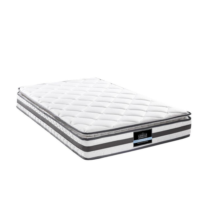 Single Package | Coogee Bed Grey & Normay Bonnell Spring Pillow Top Mattress (Medium Firm) - Furniture > Bedroom - Rivercity House & Home Co. (ABN 18 642 972 209) - Affordable Modern Furniture Australia