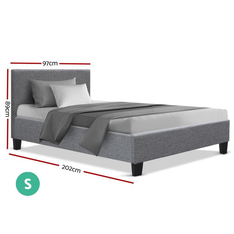 Single Package | Coogee Bed Grey & Normay Bonnell Spring Pillow Top Mattress (Medium Firm) - Furniture > Bedroom - Rivercity House & Home Co. (ABN 18 642 972 209) - Affordable Modern Furniture Australia
