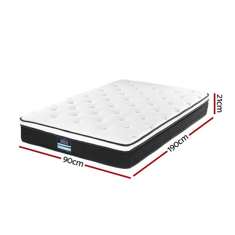 Single Package | Cottesloe Wooden Bed White & Bonita Pillow Top Mattress (Medium Firm) - Rivercity House & Home Co. (ABN 18 642 972 209) - Affordable Modern Furniture Australia