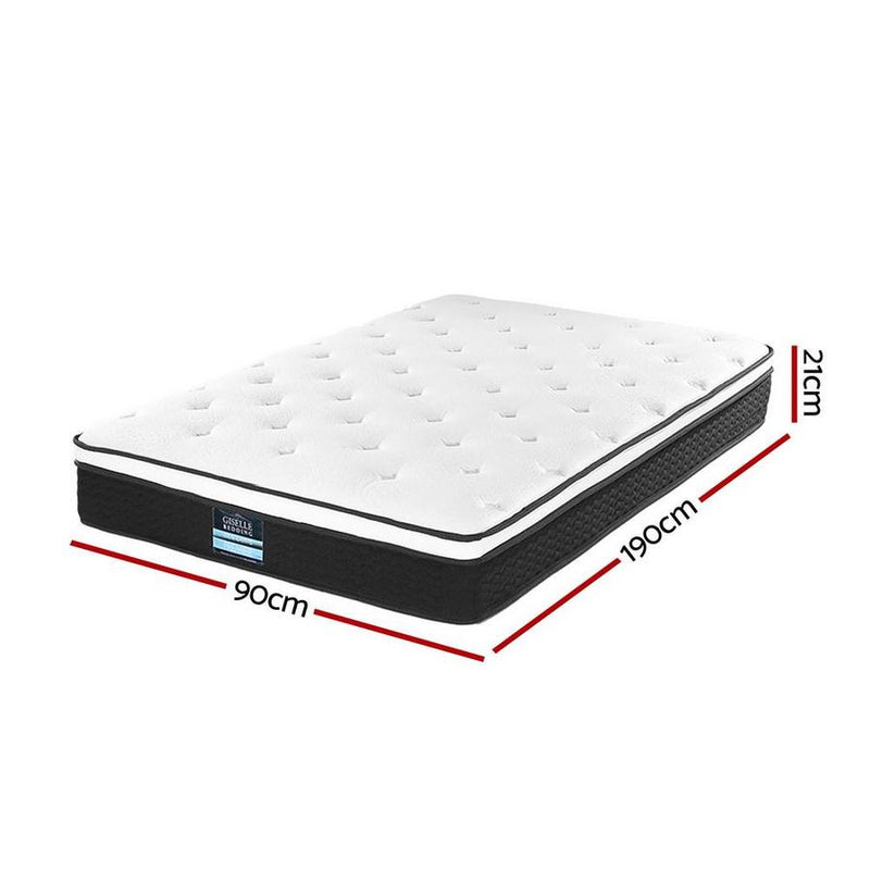 Single Package | Gibson Wooden Bed & Bonita Pillow Top Mattress (Medium Firm) - Furniture > Bedroom - Rivercity House & Home Co. (ABN 18 642 972 209) - Affordable Modern Furniture Australia