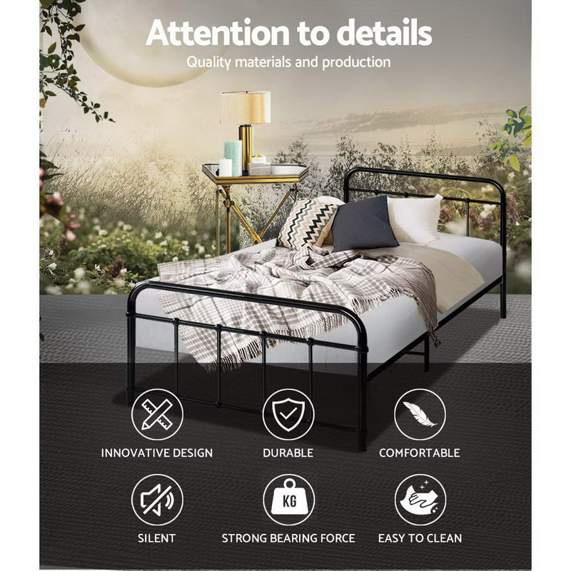 Single Package | Leo Metal Bed Frame Black & Bonita Pillow Top Mattress (Medium Firm) - Rivercity House & Home Co. (ABN 18 642 972 209)