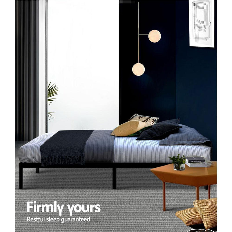 Single Package | Ted Metal Bed Black & Glay Bonnell Spring Mattress (Medium Firm) - Furniture > Bedroom - Rivercity House & Home Co. (ABN 18 642 972 209) - Affordable Modern Furniture Australia