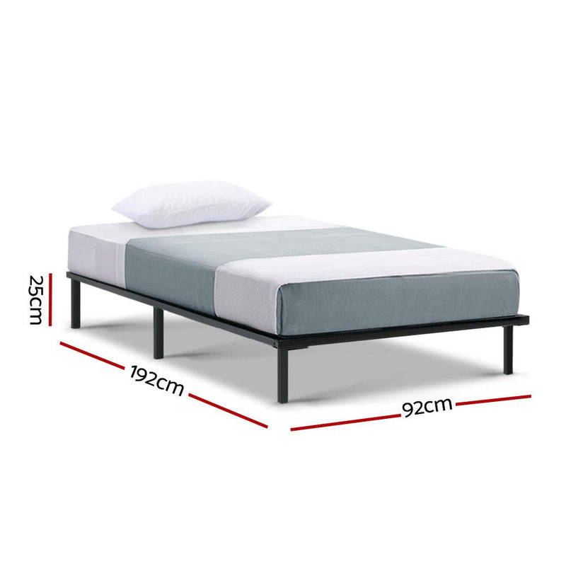 Single Package | Ted Metal Bed Black & Glay Bonnell Spring Mattress (Medium Firm) - Furniture > Bedroom - Rivercity House & Home Co. (ABN 18 642 972 209) - Affordable Modern Furniture Australia