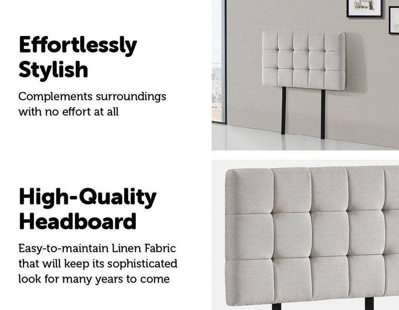 Single Size | Deluxe Fabric Headboard Bedhead (Beige) - Rivercity House & Home Co. (ABN 18 642 972 209) - Affordable Modern Furniture Australia