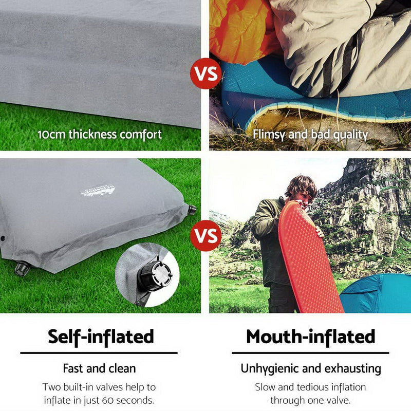 Single Size Self Inflating Matress - Grey - Outdoor > Camping - Rivercity House & Home Co. (ABN 18 642 972 209) - Affordable Modern Furniture Australia