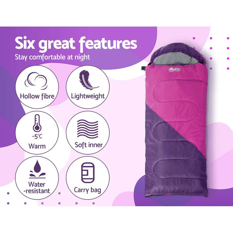 Sleeping Bag Bags Kid 172cm Camping Hiking Thermal Pink - Outdoor > Camping - Rivercity House & Home Co. (ABN 18 642 972 209) - Affordable Modern Furniture Australia