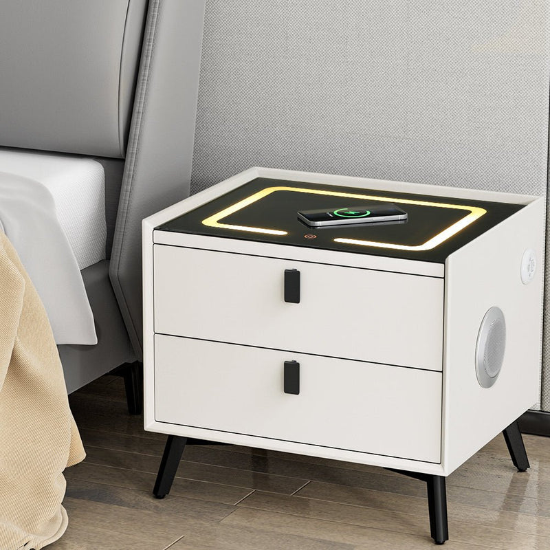 Smart Bedside Table 2 Drawers with Wireless Charging Ports LED Lights - Furniture > Bedroom - Rivercity House & Home Co. (ABN 18 642 972 209) - Affordable Modern Furniture Australia