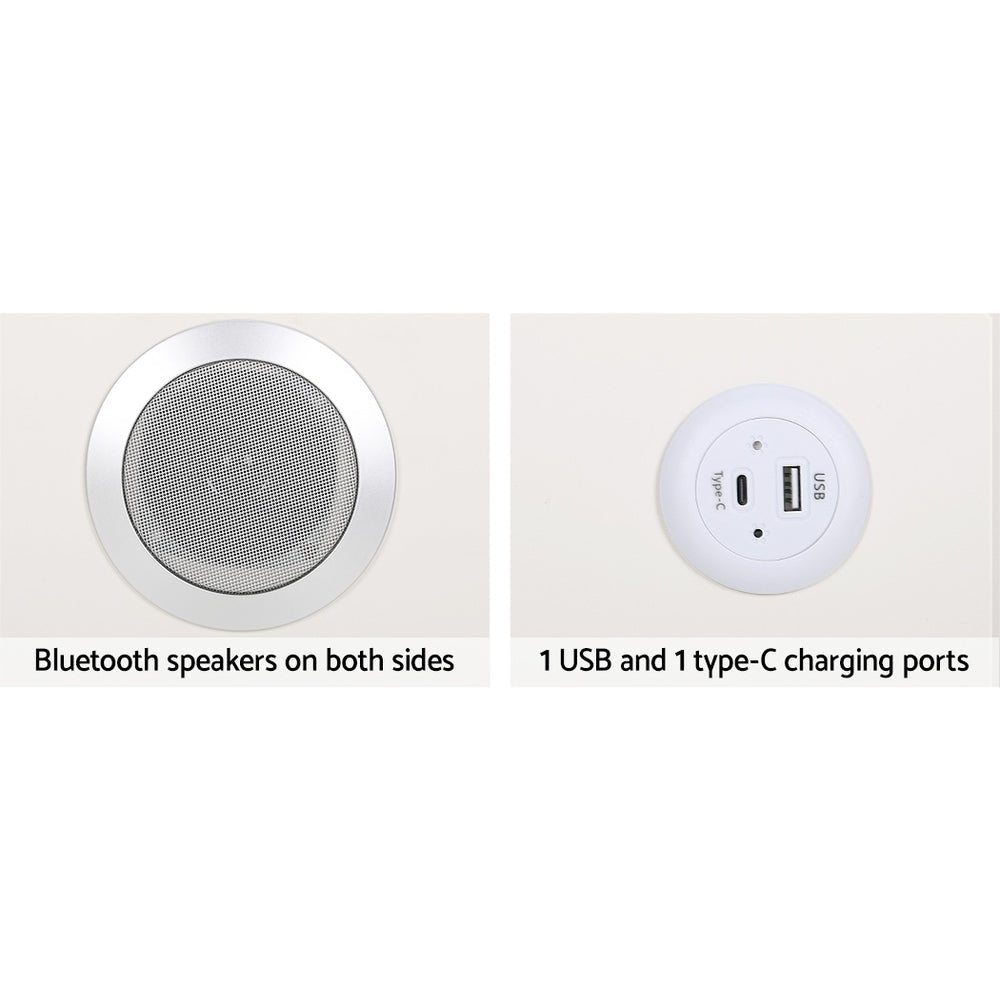 Smart Bedside Table 2 Drawers with Wireless Charging Ports LED Lights - Furniture > Bedroom - Rivercity House & Home Co. (ABN 18 642 972 209) - Affordable Modern Furniture Australia