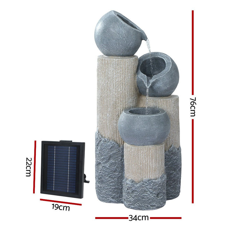 Solar Water Fountain Features Outdoor 3 Tiered LED Lights Bird Bath - Home & Garden > Fountains - Rivercity House & Home Co. (ABN 18 642 972 209) - Affordable Modern Furniture Australia