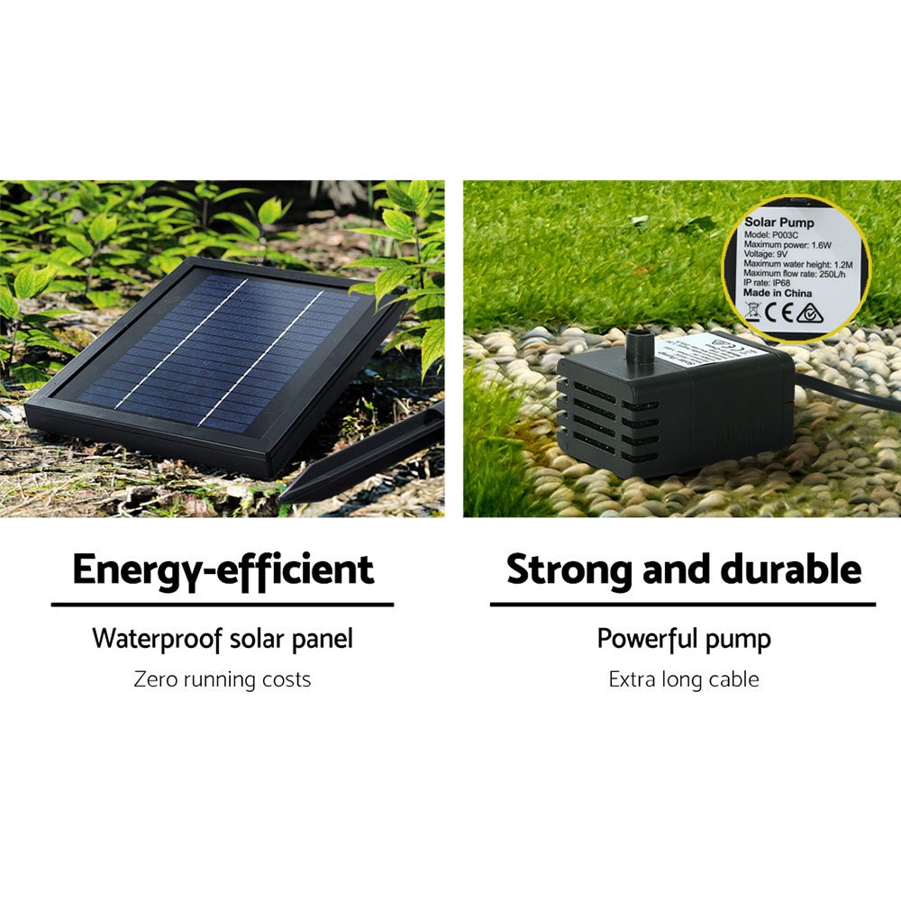 Solar Water Fountain Features Outdoor 3 Tiered LED Lights Bird Bath - Home & Garden > Fountains - Rivercity House & Home Co. (ABN 18 642 972 209) - Affordable Modern Furniture Australia