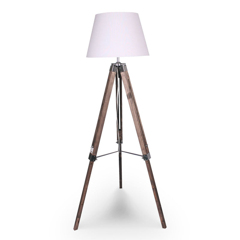 Solid Wood Tripod Floor Lamp Adjustable Height White Shade - Home & Garden > Lighting - Rivercity House & Home Co. (ABN 18 642 972 209) - Affordable Modern Furniture Australia