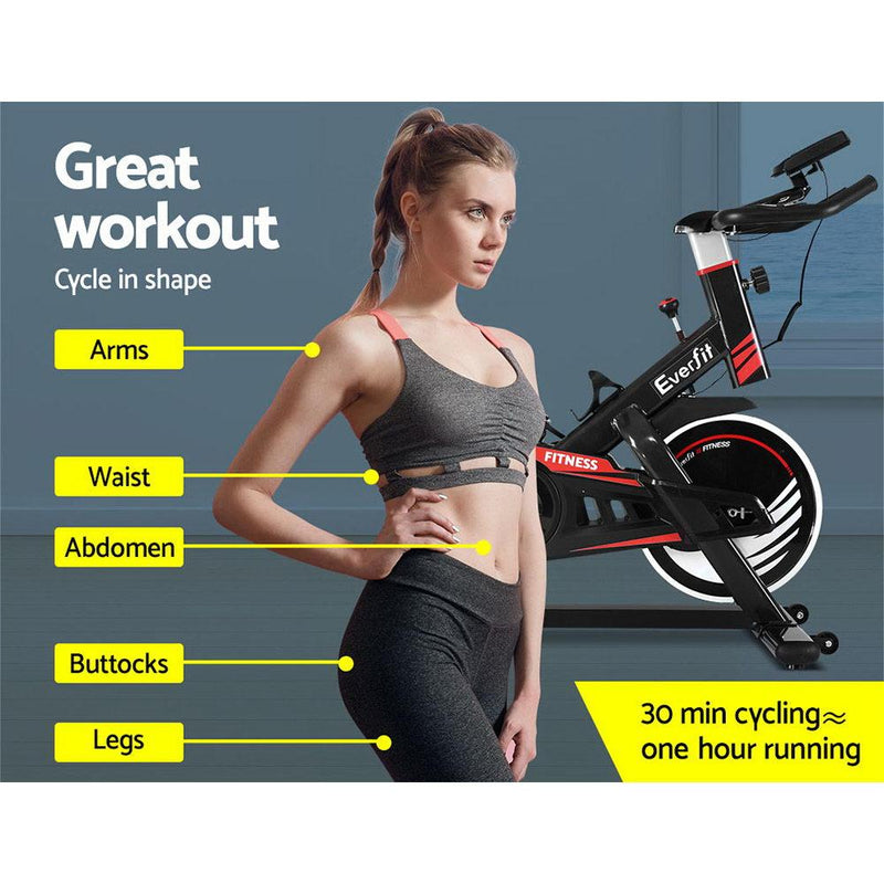 Spin Exercise Bike Fitness Commercial Home Workout Gym Equipment Black - Rivercity House & Home Co. (ABN 18 642 972 209) - Affordable Modern Furniture Australia