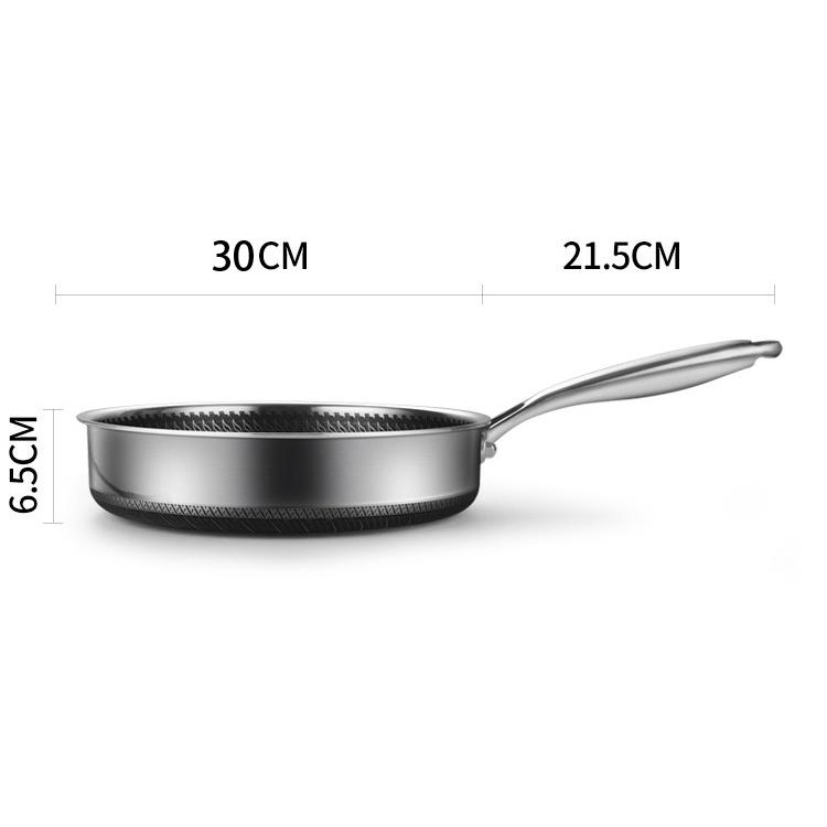 Stainless Steel Frying Pan Non-Stick Cooking Frypan Cookware 30cm Honeycomb Double Sided - Home & Garden > Kitchenware - Rivercity House & Home Co. (ABN 18 642 972 209) - Affordable Modern Furniture Australia