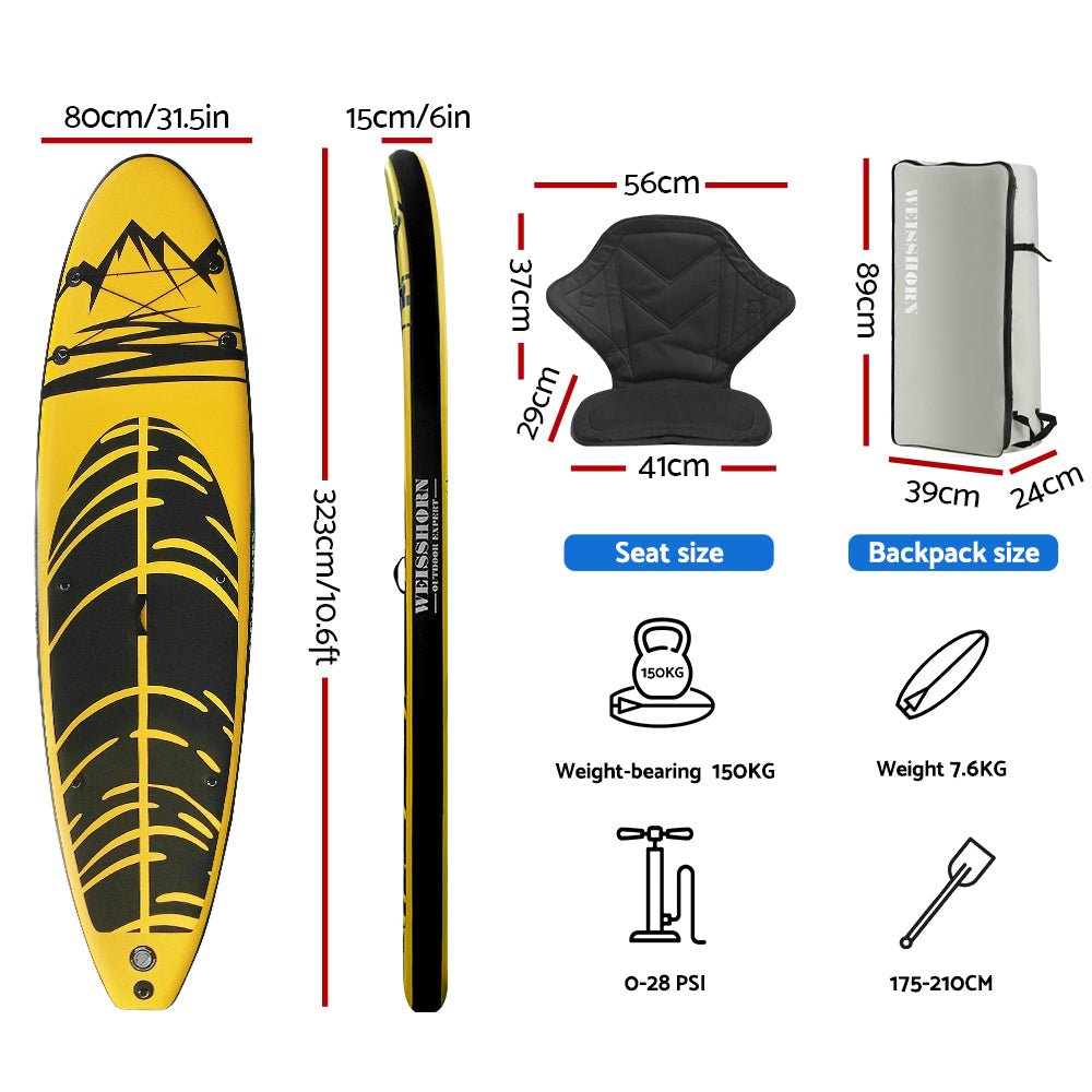 Stand Up Paddle Board Inflatable Kayak SUP Surfboard Paddleboard 10FT - Outdoor > Boating - Rivercity House & Home Co. (ABN 18 642 972 209) - Affordable Modern Furniture Australia